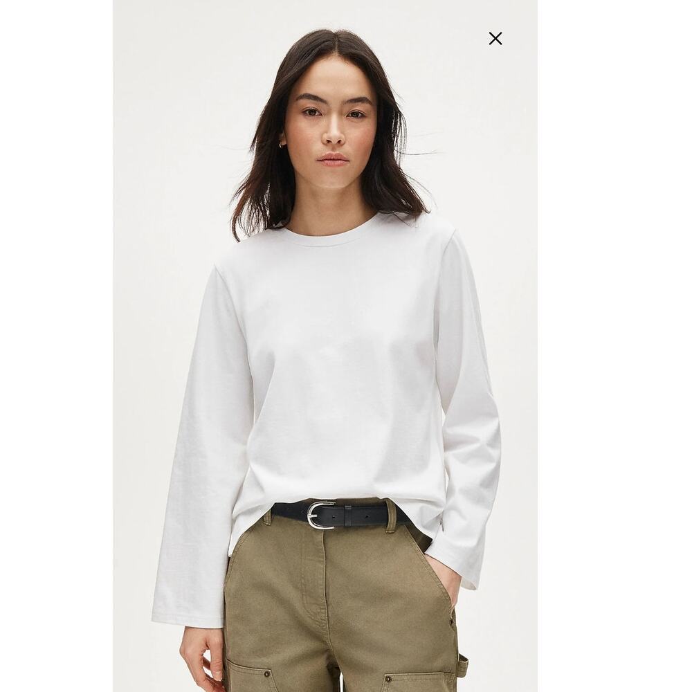 NWT J. Crew Boyfriend Jersey Relaxed Long-Sleeve T-Shirt 100 % Cotton  White M